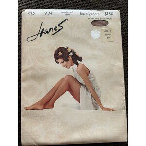 Hanes Barely There Seamless Stockings Reinforced Sheer Size 9 Medium Vintage 196